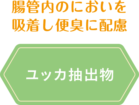 腸管内のにおいを吸着し便臭に配慮　ユッカ抽出物